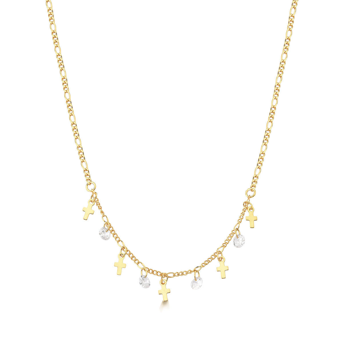 Collar cruces y cristal  Enchapado en Oro