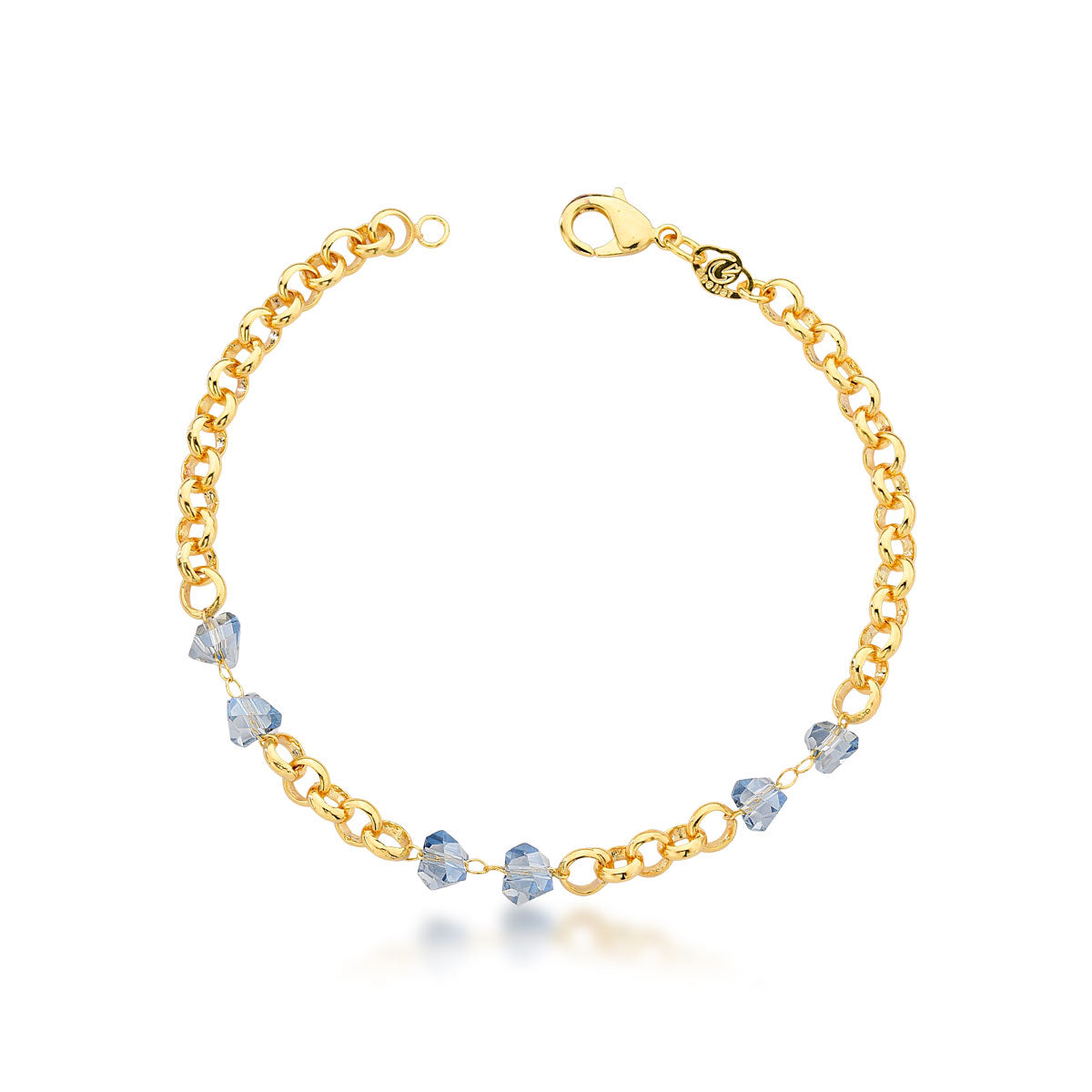 Pulsera  rolo con cristal 19 cm Enchapado en Oro