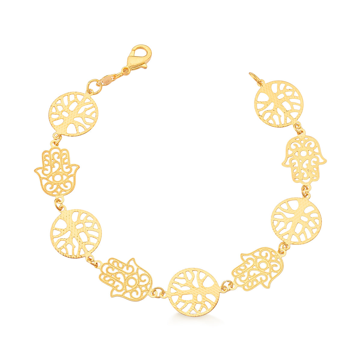 Pulsera diseño mixto 19 cm Enchapado en Oro