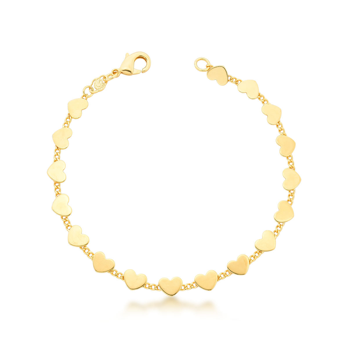 Pulsera corazones lisos 19 cm Enchapado en Oro