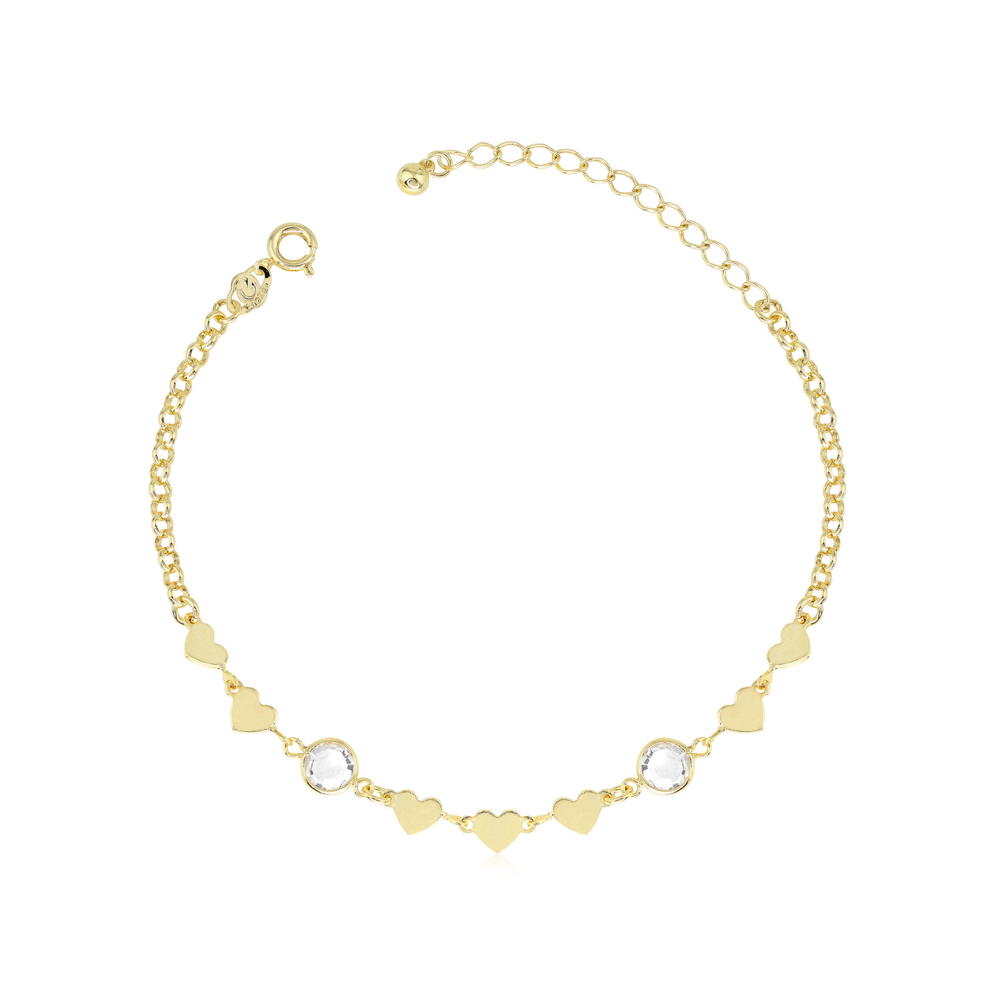 Pulsera corazones  19 cm Enchapado en Oro
