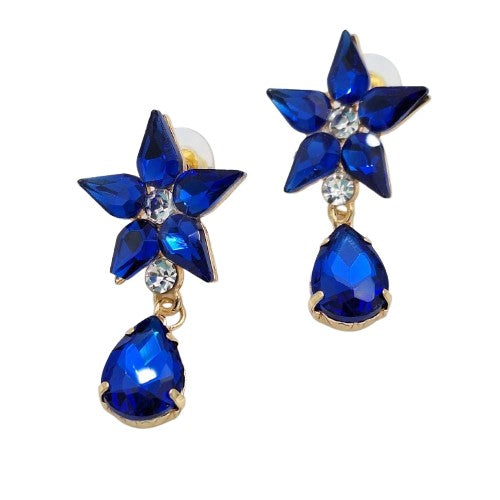 Aro flor azul  4 cm largo Bisutería