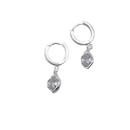 Aro Argolla con colgante circon 1,3 cm Plata