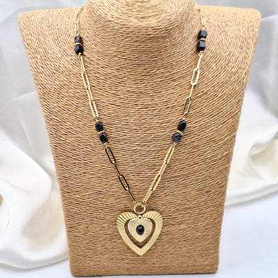 Collar con dos corazones 70 cm Acero