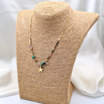 Collar piedras con estrella 40 cm Acero