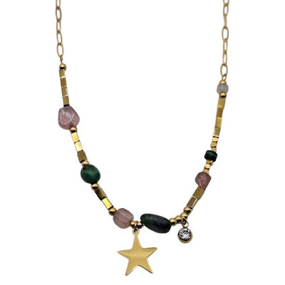 Collar piedras con estrella 40 cm Acero
