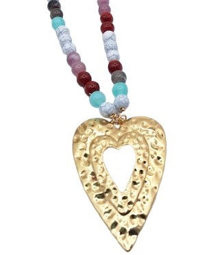 Collar colores con corazon 75 cm Bisutería