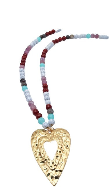 Collar colores con corazon 75 cm Bisutería