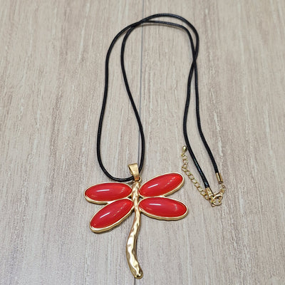 Collar Libelula roja 83 cm  Bisutería