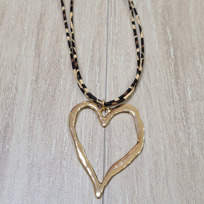 Collar corazon dorado 75 cm  Bisutería