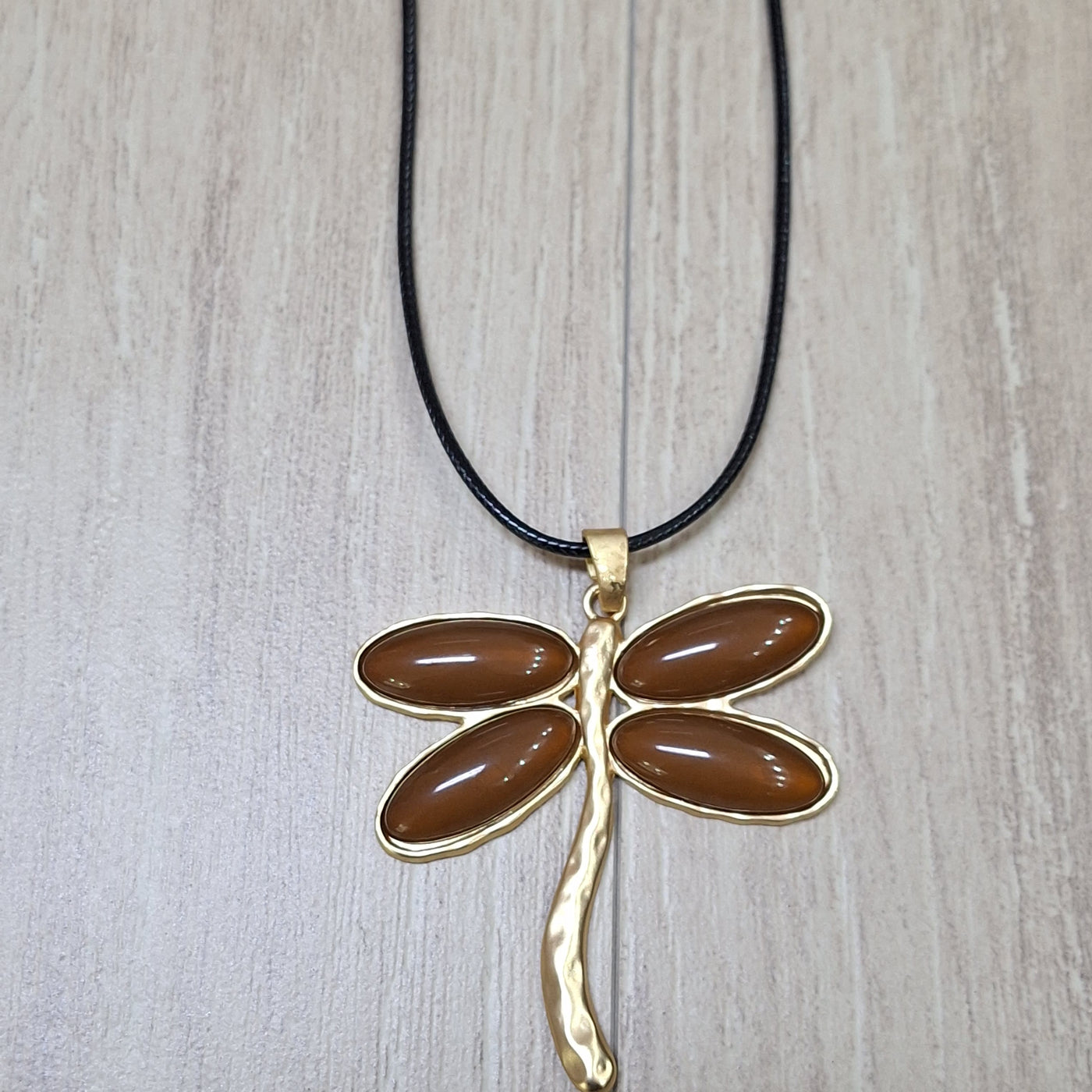 Collar Libelula cafe 83 cm  Bisutería