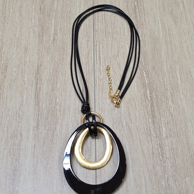 Collar argolla ovalada negra 75 cm  Bisutería