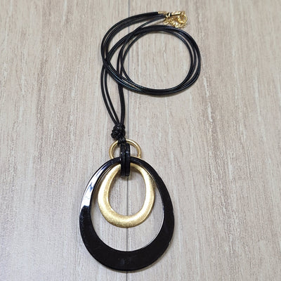 Collar argolla ovalada negra 75 cm  Bisutería