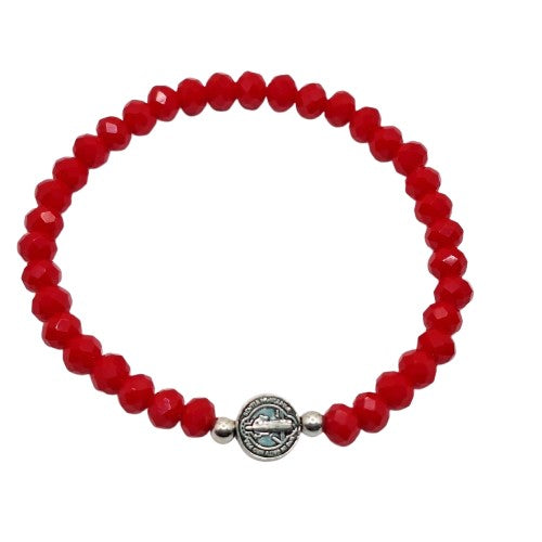 Pulsera elasticada roja San Benito Bisutería