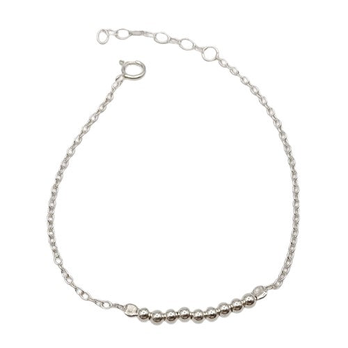 Pulsera delgada con pelotitas  19 cm  Plata