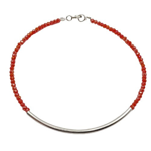 Pulsera cristales rojos 18 cm Plata