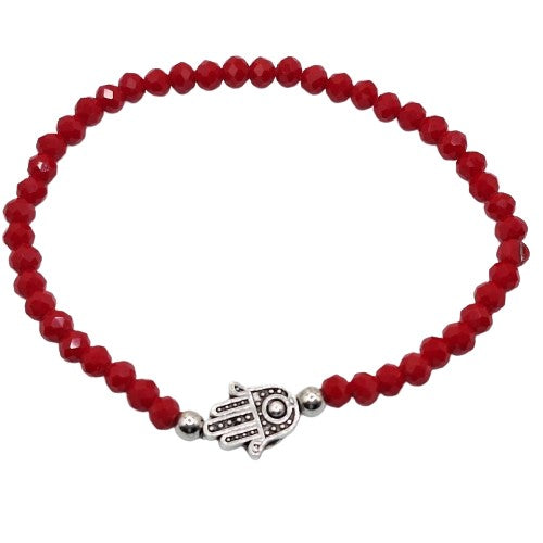 Pulsera elasticada Roja mano de Fatima Bisutería