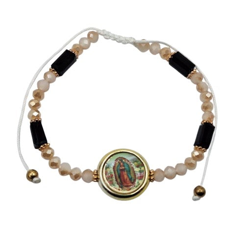 Pulsera hilo blanco, virgen de Guadalupe Bisutería