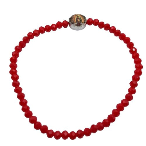 Pulsera elasticada roja virgen Guadalupe Bisutería