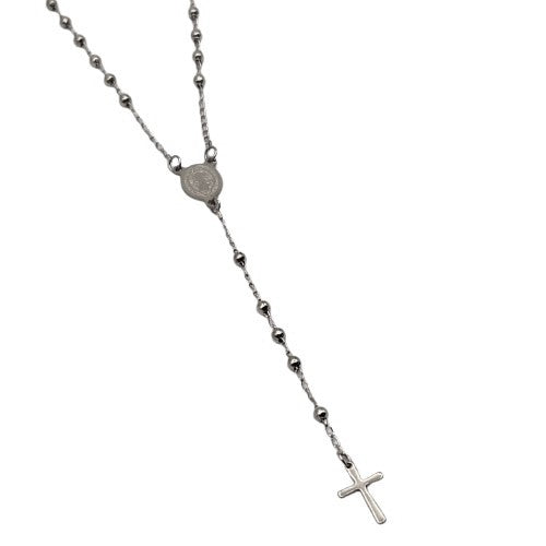 Cadena rosario plateado 60 cm Acero