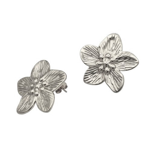 Aro flor plateada 3 cm Acero