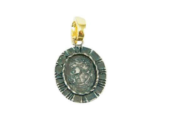 Medalla Estilo Camafeo 2,5cm / Broche Se Abre Enchapado en Oro