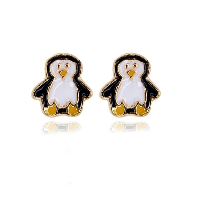 Aro Pingüino Esmaltado 1 cm Enchapado en Oro