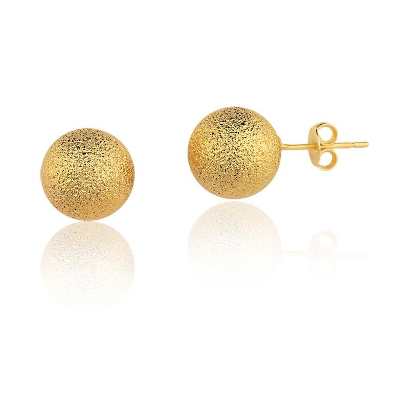 Aro Esfera Satinada 12 mm Enchapado en Oro