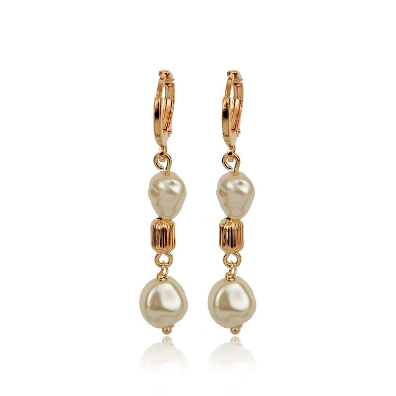 Aro Perla 4 cm largo Enchapado en Oro