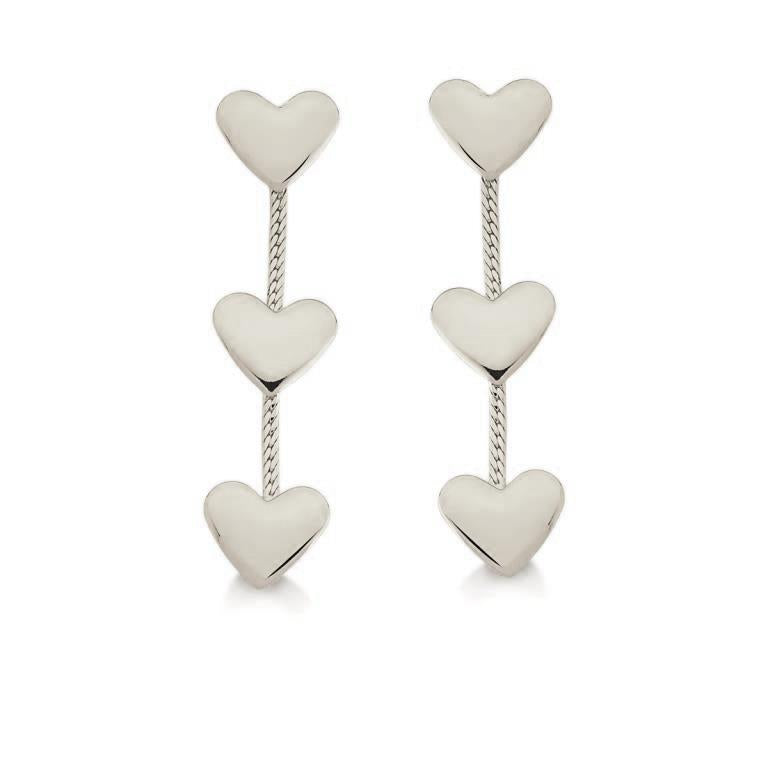 Aro 4 cm Triple Corazón Enchapado en Plata