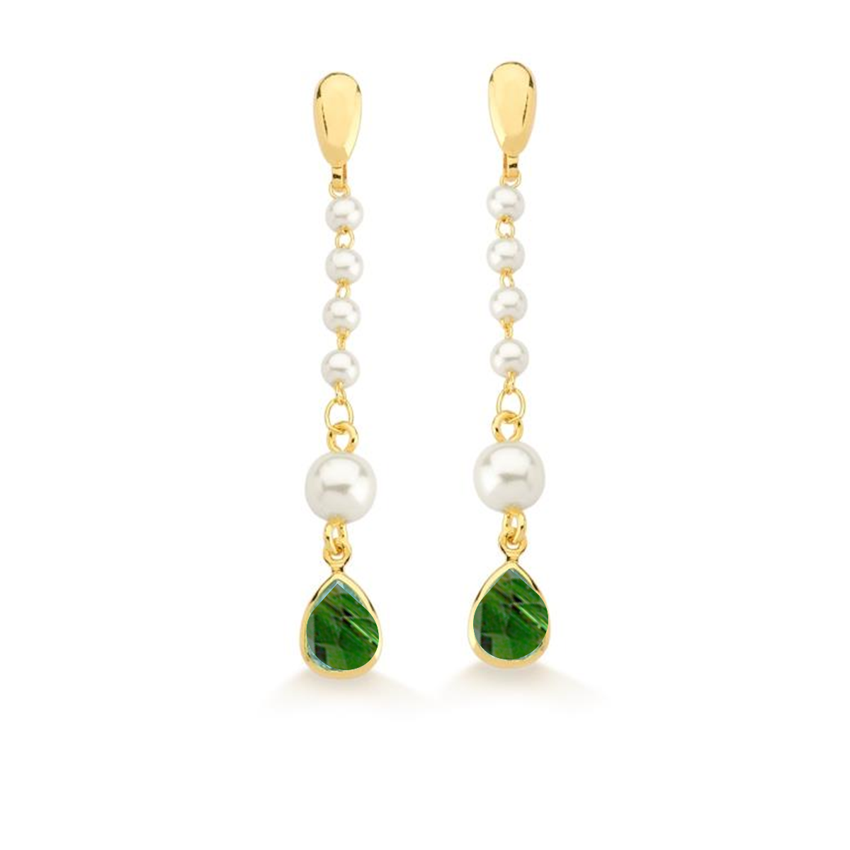 Aro Perla Fantasía Aplicación Verde 5 cm Enchapado en Oro