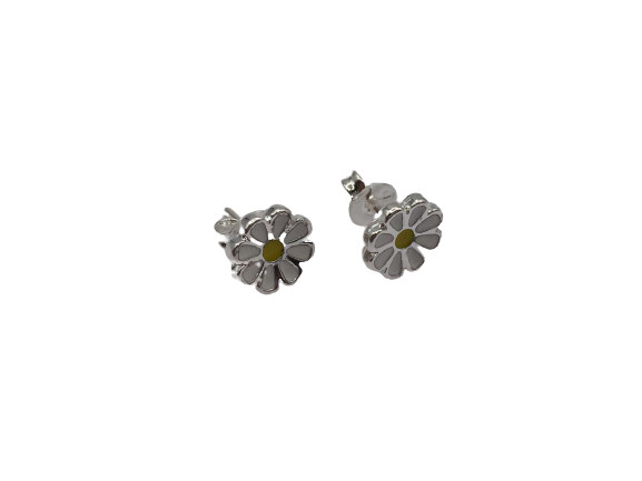 Aro Flor Esmaltado 0.8 cm Enchapado en Plata