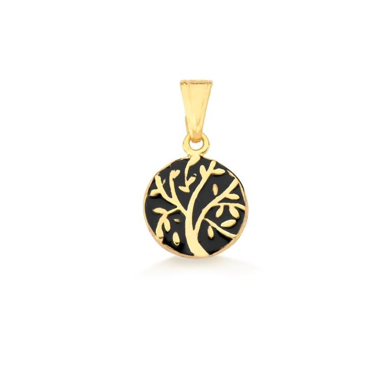 Colgante Árbol Esmaltado 1 cm Enchapado en Oro