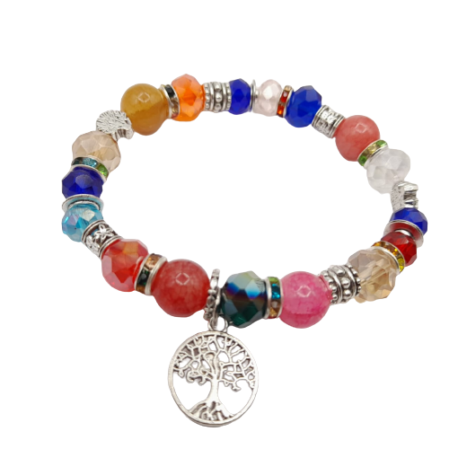 Pulsera Elasticada Colores con Árbol Bisutería