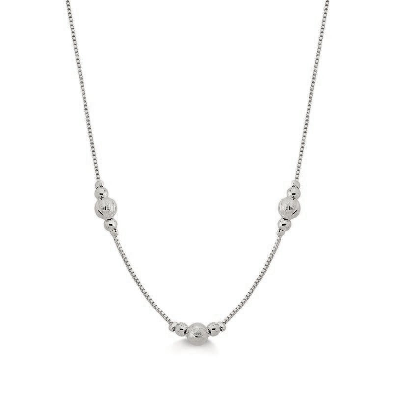 Collar 45 cm Bolitas Satinadas Enchapado en Plata