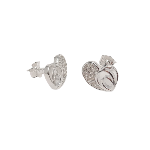 Aro Corazón Circón 1,3 cm Plata
